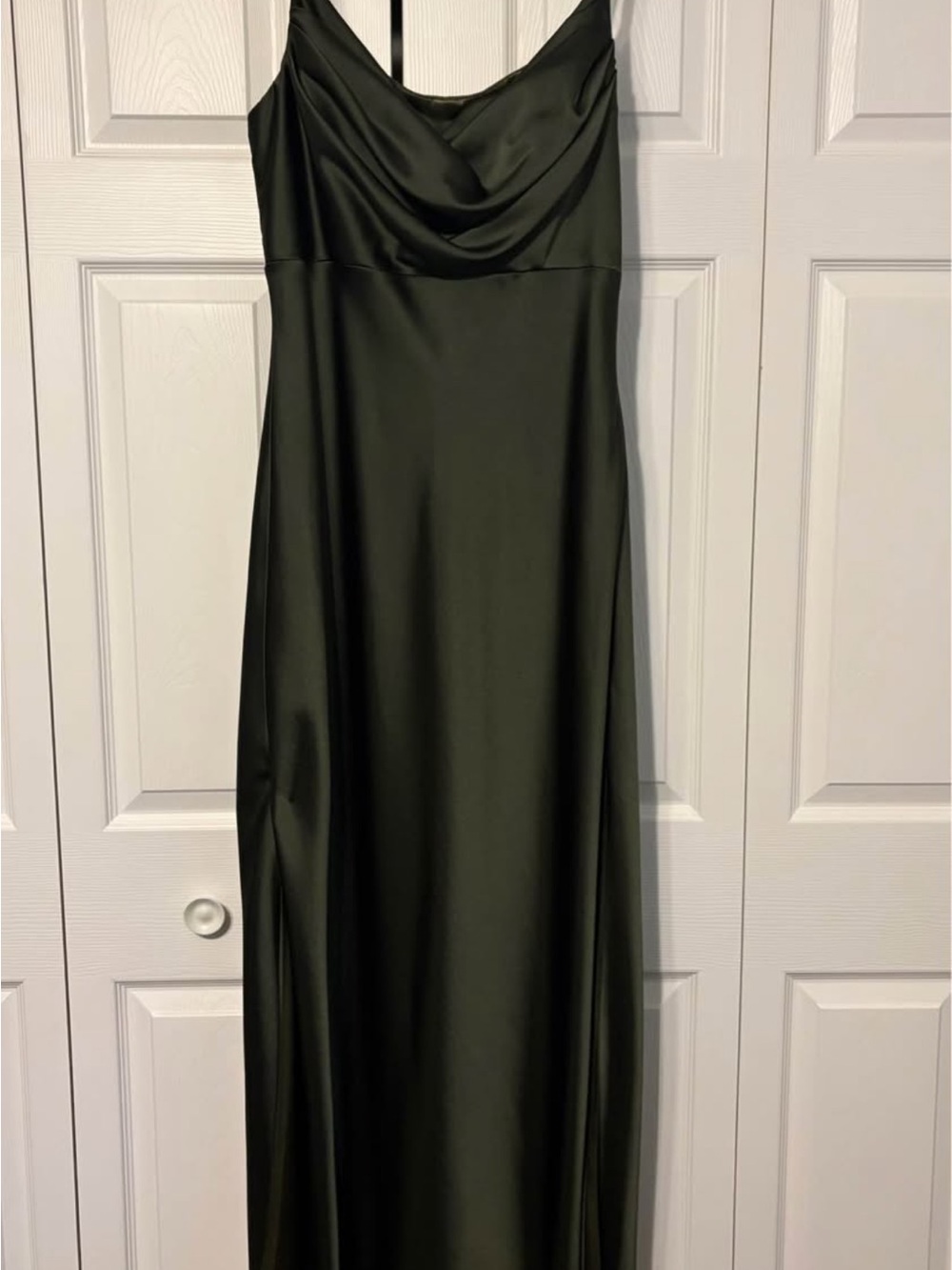 Revelry Skye Satin Dress - Deep Olive